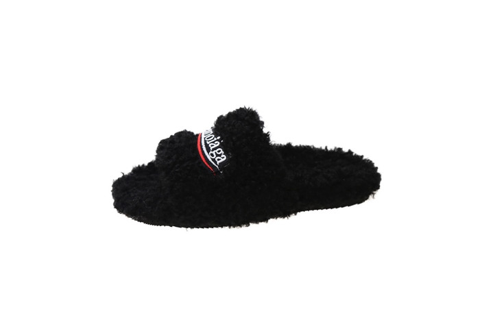 Ba*len*cia*ga furry slide sandal in black/white/red