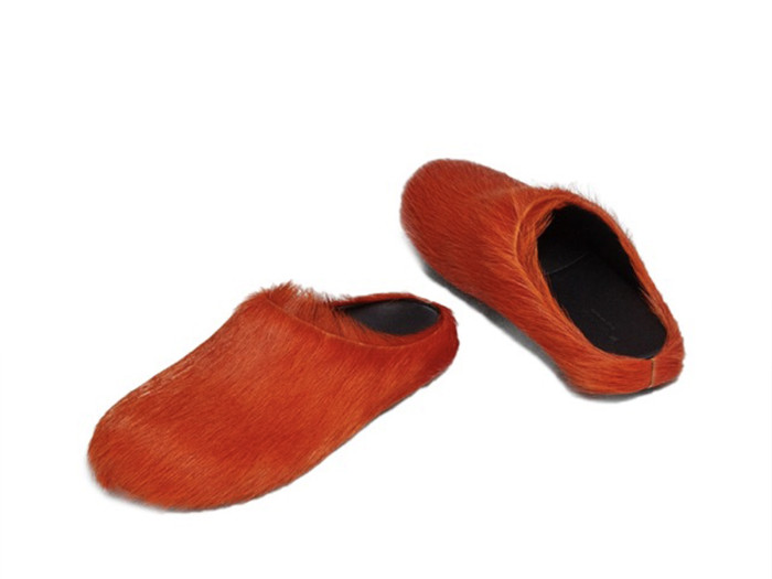 MARNI FUSSBET SABOT CALF-HAIR SLIPPERS