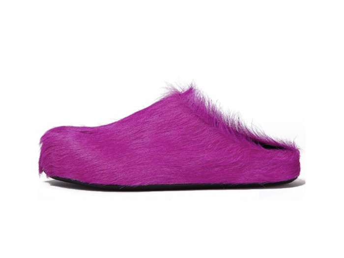 MARNI FUSSBET SABOT CALF-HAIR SLIPPERS